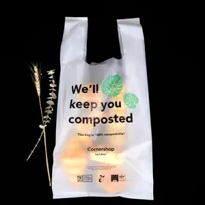 100% Biodegradable Plastic Thank You T-Shirt Bags Customized Supermarket Grocery Packaging Bags