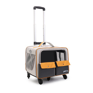 Cat Bag With Detachable <b>Trolley</b> Portable Outdoor Design Universal Wheels Large Capacity Breathable <b>Foldable</b> For Cats And Dogs - Product Image 3
