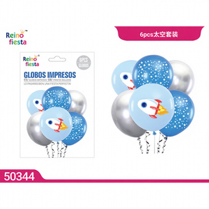 Set di 6 Palloncini Metallizzati Spessi con Stampa a Tema Spaziale Peiyong, Decorazioni per Feste per Bambini, Modello 50344 per la Festa della Mamma - Product Image 1