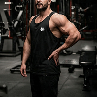 Débardeur de sport en gros pour hommes, coupe profonde, style stringer, pour fitness, musculation et entraînement en salle de sport