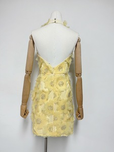 Aelesen elegante con applicazioni impiombate abito da datazione per donna con scollo all'americana senza maniche a vita alta di temperamento Mini moda femminile - Product Image 4