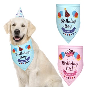 באיכות גבוהה בד כותנה עם שכבה כפולה עם ילד/ילדה וכלב רך בנדנה עם הדפסת יום הולדת מתוקה באביב - Product Image 1