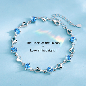 KOMI amor corazón pulsera niñas CZ pulseras rosa azul Cubic Zirconia mar del corazón pulseras para Boudoir estudiante mano joyería - Product Image 5