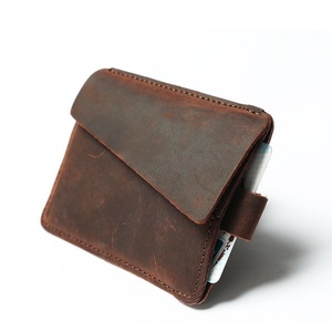 Boshiho Customized Crazy Horse Leather Business Wallet Card <b>Holder</b> Men Credit <b>Id</b> Coin Leather Front Pocket Black Slim - Product Image 4