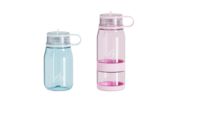 Bouteille d'eau personnalisée avec logo et compartiment à collation, corps en Tritan de 14 oz, paille rabattable, anti-fuite, avec boucle de transport pour l'école, les voyages et les activités de plein air