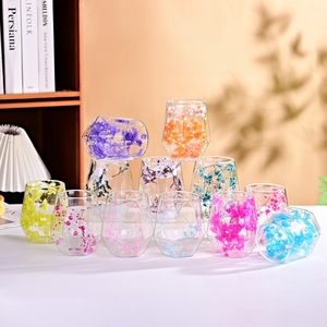 Tazza Resistente al Calore all'Ingrosso, Bicchiere in <span class=keywords><strong>Vetro</strong></span> a Doppio Strato, Tazza da Caffè in <span class=keywords><strong>Vetro</strong></span> a Doppia Parete <span class=keywords><strong>con</strong></span> <span class=keywords><strong>Fiori</strong></span> Secchi - Product Image 2