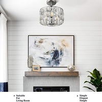 Lampe en fer et cristal de style américain, élégante, nordique, moderne, minimaliste, créative, éclairage de plafond pour salle à manger, chambre à coucher, salon