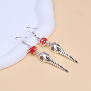 Collar de Calavera con Perlas de Sangre, Borla de Aleación de Zinc, Joyería Gótica para Fiestas - Product Image 4