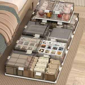 Pliable plat en plastique sous-lit boîte de <span class=keywords><strong>rangement</strong></span> ménage lit fin vêtements couette anti-poussière organisateur multifonctionnel stockage - Product Image 2