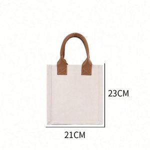 Bolsa de Lona Cuadrada de Alta Calidad para Mujer, con Logotipo Personalizado, Bolsa de Compras de Lona de Algodón Laminada con Asa de PU - Product Image 3