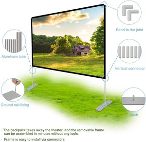 Foldable Projector <strong>Screen</strong> Curtain <strong>Fabric</strong> 120 Inches Home Outdoor Office Portable <strong>Projection</strong> <strong>Screen</strong> with Holder - Product Image 2