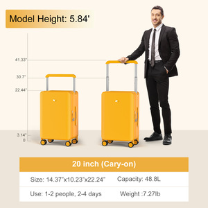 Zipper Travel PC Luggage Carry-ons for Travel <strong>Light</strong> <strong>Weight</strong> 20 Inch Carry-ons <strong>Suitcases</strong> Wide Telescoping Trolley Luggage - Product Image 6