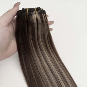 Wholesale Virgin Hair Manufacturers <b>Cheap</b> Natural Straight Blackdark Brownlight Brown Thick Machine Weft Hair <b>Extension</b> - Product Image 5