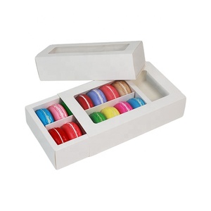 Petit tiroir en <span class=keywords><strong>carton</strong></span> de qualité <span class=keywords><strong>alimentaire</strong></span>, pièces, boîte-cadeau avec fenêtre transparente pour macarons cuits, vente en gros - Product Image 6