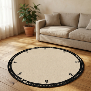 Alfombra gruesa impermeable francesa para mesita de noche, respaldo antideslizante para dormitorio, mesa de centro, pasillo, patrones florales geométricos - Product Image 3