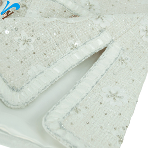 <span class=keywords><strong>Giacca</strong></span> di <span class=keywords><strong>Tweed</strong></span> da donna con tema fiocco di neve con perline da <span class=keywords><strong>uomo</strong></span> Jindian Design classico girocollo - Product Image 3