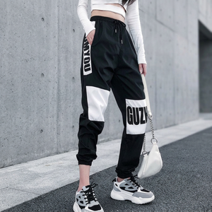 <b>Women's</b> High Quality 100% Cotton Anti-Wrinkle Black <b>White</b> MSWJW30 <b>Jogger</b> Cargo Pants Lace Decoration Pleated Front Custom Logo - Product Image 2