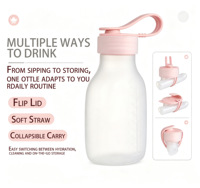 Bouteille d'eau pliable en silicone avec double couvercle, anti-fuite, sans BPA, avec échelle graduée pour les voyages, la salle de sport, le camping en plein air