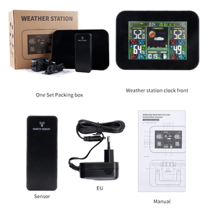 Đồng hồ đo kỹ thuật số Đồng hồ theo dõi Dự báo thời tiết trạm cảm biến nhiệt độ và độ ẩm tương đối với máy đo độ ẩm Pin - Product Image 3