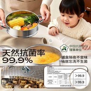 หม้อต้มนมไทเทเนียมแท้ 1.5 ลิตร ไม่เคลือบผิว ใช้กับเตาแม่เหล็กไฟฟ้าได้ หม้อนึ่งอาหารเด็ก หม้อต้มซุปแบบเสิร์ฟเดี่ยว - Product Image 1