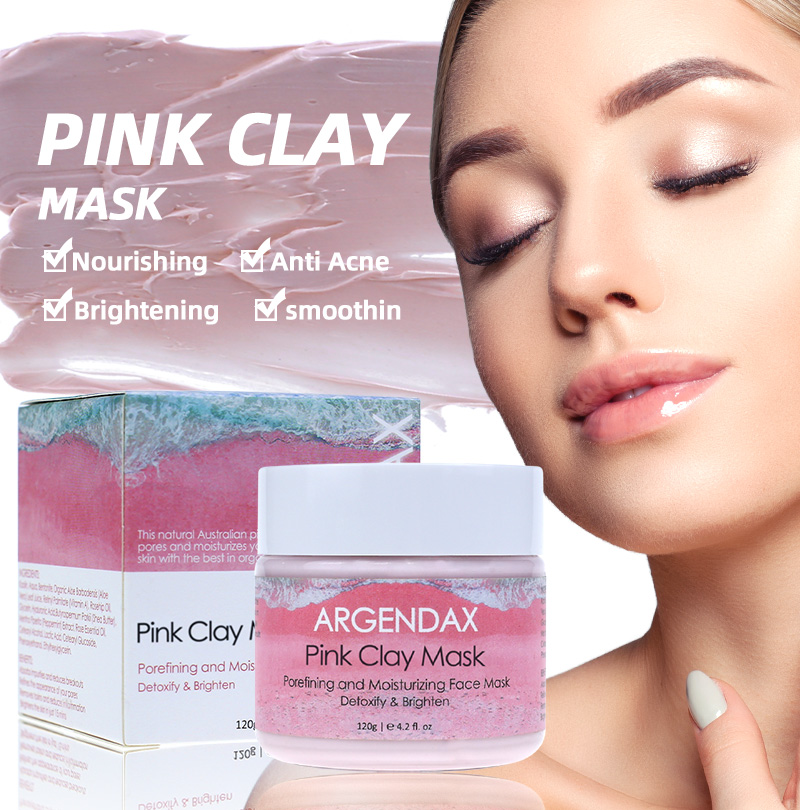 Private LABEL OEM organic purifying Skin Care Lightening brightening pink clay mud mask