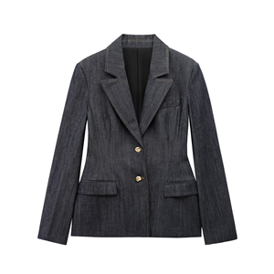 Chaqueta vaquera casual vintage para mujer, hecha a medida, con lavado, ajuste que define la cintura, detalles de bolsillos, corte entallado, venta al por mayor europea - Product Image 1