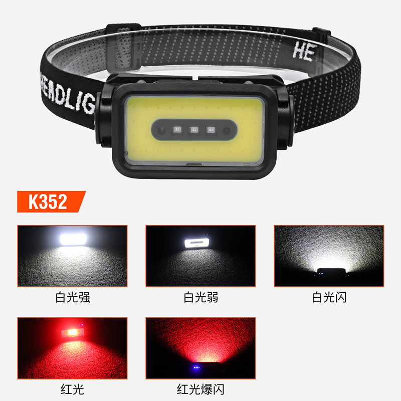 Linterna Frontal K352: Luz Blanca y Roja [Modelo Sensible]