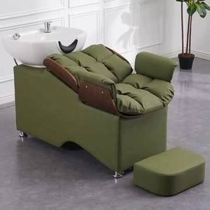 Oferta Especial: Sillón Lavacabezas Moderno Portátil para Salón y Barbería, con Lavabo Cerámico Dorado para Lavado de Cabello en Spa y Barberías - Product Image 2