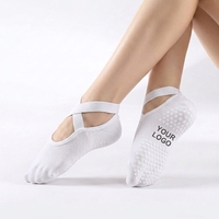 Chaussettes de yoga antidérapantes personnalisées avec couleurs au choix, respirantes, antibactériennes, avec manchette de cheville, logo personnalisé, grip en coton, chaussettes de pilates pour femmes