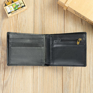 Portefeuille en cuir véritable vintage à deux volets, porte-cartes, porte-monnaie, chaîne Billeteras Para Hombre - Product Image 3