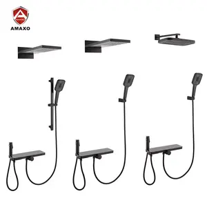 Aida Robinet de douche en nickel brossé multi-spécifications Ensemble de douche avec pommeau de douche fixé avec panneau Ensemble de douche de pluie - Product Image 5