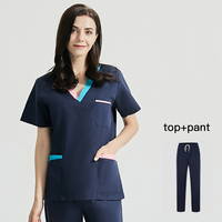 Couleur assortie clinique dentaire costume de travail unisexe gommages médicaux hauts + pantalons toilettage pour animaux de compagnie uniformes de soins infirmiers pharmacien vêtements de travail