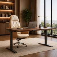 Chaise de bureau de direction en cuir beige marron, dossier haut, siège rembourré, roulettes pivotantes, fabricant OEM