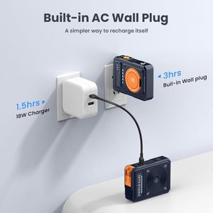 <span class=keywords><strong>Batterie</strong></span> externe 10000mAh 5-en-1, chargeur magnétique portable, prise murale intégrée, <span class=keywords><strong>batterie</strong></span> externe sans fil, lithium polymère 22.5W Type-C - Product Image 4