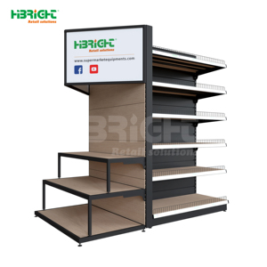 Estantería Esquinera de Acero y Madera Highbright para Exhibición en Tiendas, Accesorio para Supermercados y Tiendas de Comestibles - Product Image 1