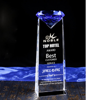 Noble Vente en gros Taille personnalisée Crystal Awards Diamant Trophée Gravure gratuite Crystal Diamond Awards
