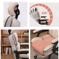 Chaise de bureau moderne et confortable en cuir avec dossier pivotant, réglage de la hauteur, protection lombaire et repose-pieds pour usage domestique