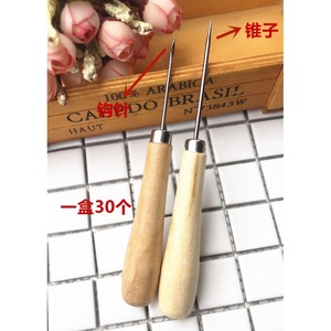 Gancho de ganchillo grande con mango de madera, 1000 puntas, punzón recto, para reparación de calzado, mending de zapatos, tiendas de dólar y uso general. - Product Image 1