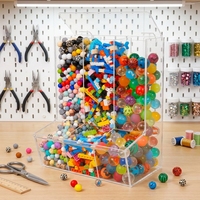 Boîte de rangement murale moderne en acrylique à 3 compartiments avec couvercle, organisateur de jouets pour chambre d'enfant, distributeur suspendu pour blocs de fléchettes