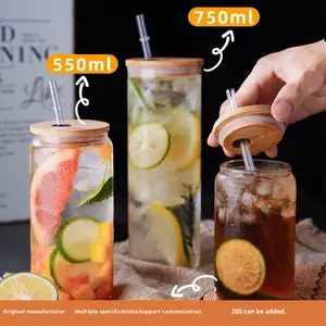 High Borosilicate <strong>Cola</strong> Cup with Bamboo Lid Straw Customizable logo and Packaging Suitable As Promotional <strong>Gift</strong> and Home Use - Product Image 2