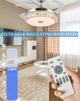 Ventilateur de plafond en acrylique cristal de 42 pouces avec lumière, application Smart Scene, 5 CCT, moteur DC silencieux et dimmable pour salon moderne, ODM