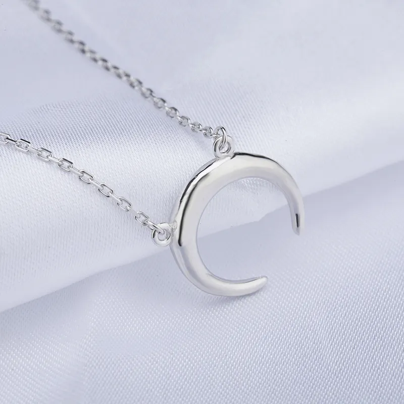 Fashion 925 Sterling Silver Jewelry moon Pendant Necklace