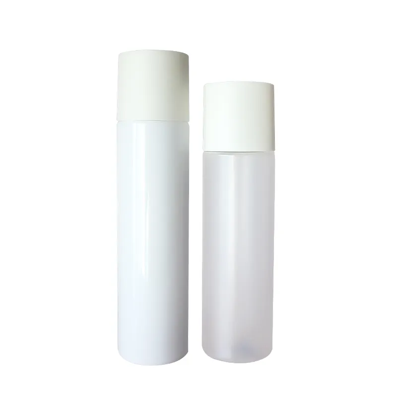 Garrafa de água de emulsão de plástico e PET branco com tampa de parafuso de ombro plana para maquiagem, cuidados com a pele, cuidados pessoais, OEM de 120ml 150ml