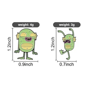 Broches en métal en gros, style dessin animé, créatives, originales et uniques, motif 'Petit Monstre' et 'Monstre Poisson Animé' mignon - Product Image 5