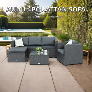 <span class=keywords><strong>Audu</strong></span> 4 pezzi Design tradizionale esterno vimini Rattan divano Set per Patio giardino cortile fattoria Hotel mobili da esterno - Product Image 3