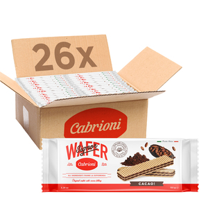 Venta al por Mayor de Galletas Wafer Signor de la Marca Italiana Cabrioni, Rellenas de Crema de Chocolate y Cacao, Crujientes y Dulces, Paquete de 26 Unidades X 150 - Product Image 1