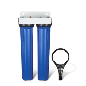 Offre Spéciale système de traitement de l'eau à double étage de 10 pouces système de filtration d'eau domestique avec boîtier de filtre bleu