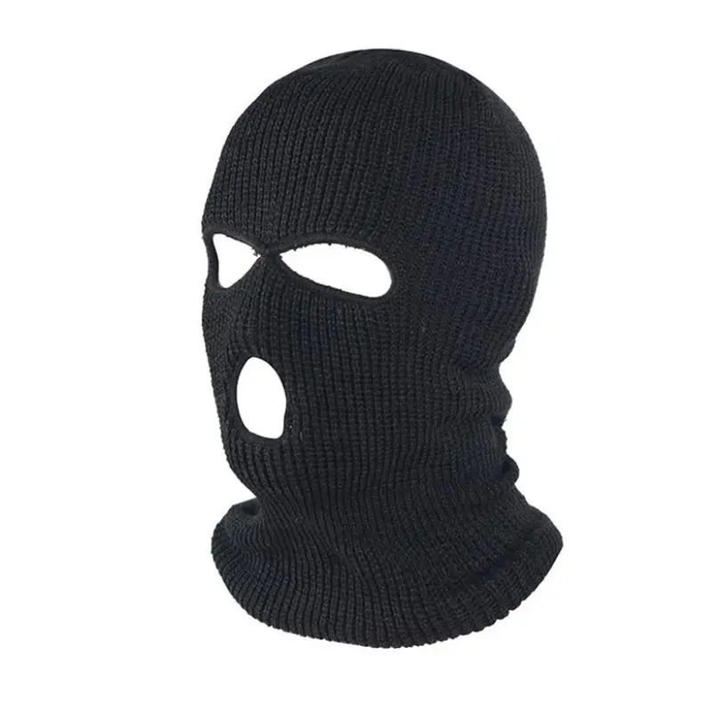 CP183 Ski Masker Fietsen Masker Winddicht Winter Sport 3 Gaatjes Gezichtsmasker Wol Gebreide Muts Warm Houden Unisex Outdoor