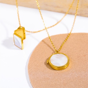 Simple Gold Plated Shell Necklace Stainless Steel Photo <b>Locket</b> Pendant Necklace - Product Image 5