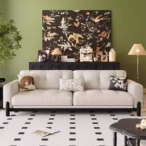 Sofá moderno minimalista de pana con relleno de espuma y capitoné de una línea para sala de estar - Product Image 2